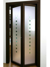 Складные двери гармошка с матовым стеклом Братск